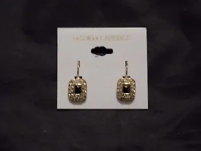 $9.95 • Buy Fashion Jewelry Pierced Earrings Crystal Gold Square One Piece NEW!