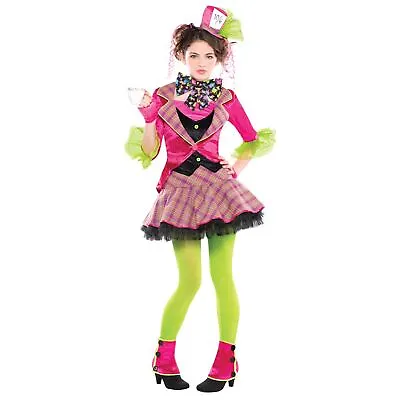 Girls Teen Mad Hatter Fairytale Story Book Fancy Dress Costume + Tights Spat Hat • £16.01