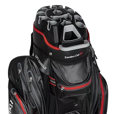 Founders Club Waterproof Premium Cart Bag 14 Way Organizer Divider Top Black • $259