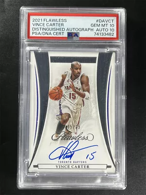 2021-22 Flawless Vince Carter Distinguished Auto /25 PSA 10 Mt Auto 10 POP 1 • $273