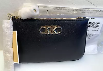 Michael Kors Parker SM Black Leather Key Card Holder Wallet 32F2G7PD1L NWT • $36.99