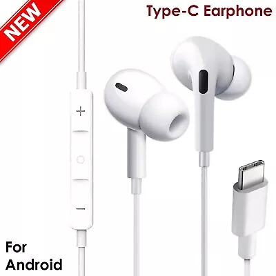 USB Type-C Earphones Earbuds Headset Headphones Mic For Android Samsung Phone • $22.49