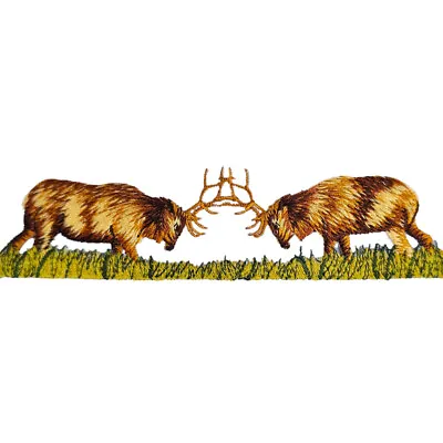 Fighting Bull Elk Iron/Sew On Patch - Embroidered Wildlife Applique • $2.49