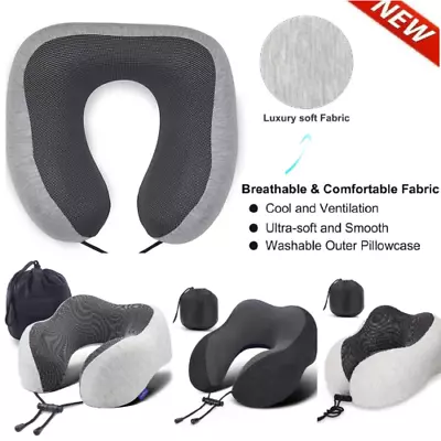 Memory Foam U-Shaped Travel Pillow Neck Support Head Rest Car Plane Soft Cushion • $11.99