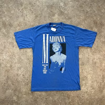 Vintage Madonna Tshirt Mens XS Blue 1987 Tour Tee Who’s That Girl 80s Graphic • £69.99
