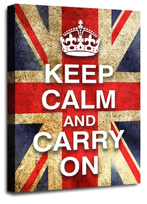 KEEP CALM ART PRINT Carry On Framed Wall Canvas Picture Ready To Hang Large • £33.99