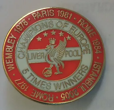 Liverpool FC  Champions Of Europe Metal Pin Badge Vintage 5 Years European Cups • £8