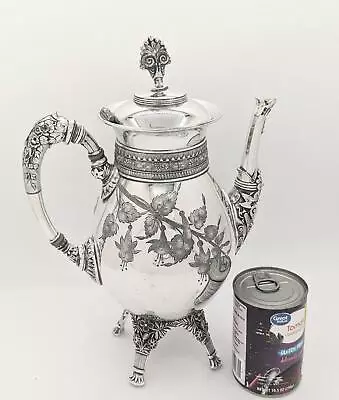 Victorian Civil War Era Silver Plate Repouse Meriden Britannia Coffee Pot Teapot • $119.99