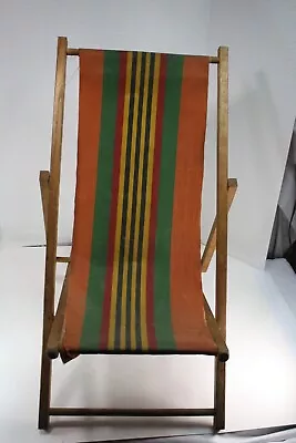 Vintage  Antique 50's Childs Wood & Canvas Folding Patio Beach Lawn Chair • $64.99