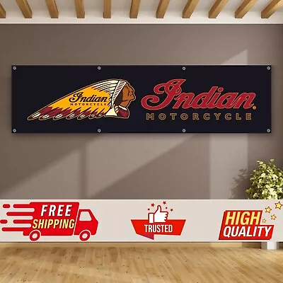 $15.95 • Buy Premium Flag Indian Motorcycle 2x8 Ft Banner Car Racing Show Garage Wall Sign