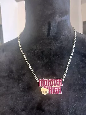 Enamelled Monster High Necklace With A Yellow Skull 20  Long Chain Mattel 2013 • $22.49