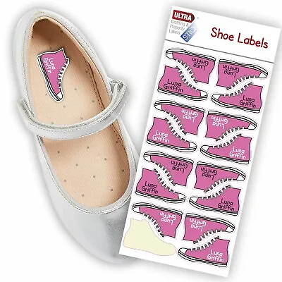 $17.16 • Buy UltraStick Shoe Nametapes/Tag Waterproof Stickers Personalised Boot Shape -LILAC