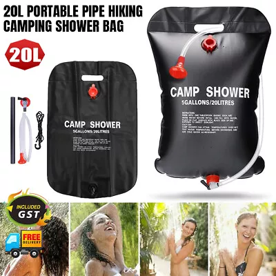 20L Camp Shower Bag Solar Heat Water Pipe Portable Camping Hiking Travel Outdoor • $16.80