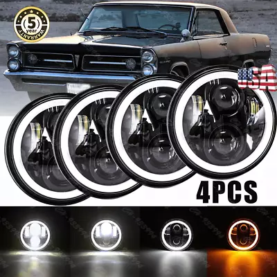 4pcs 5 3/4  5.75 LED Headlights HI/LO Halo Ring DRL For Pontiac GTO Grand Prix • $78.99