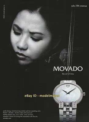 MOVADO Watches 1-Page PRINT AD 2004 SARAH CHANG Faceto • $8