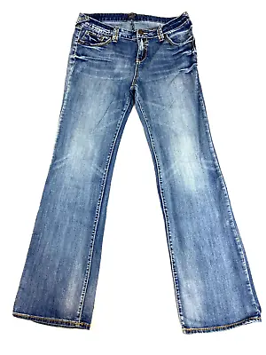 Cowgirl Up Jeans Womens 33x36 Stretch Boot Dont Fence Me In Thick Stitch High • $33.99