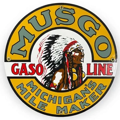 Musgo Gasoline Porcelain Advertising Sign • $30