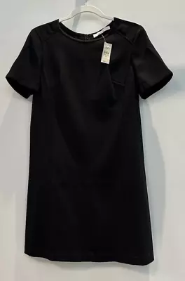 NWT Size 6 Petite LOFT Black Dress MOD SHEATH A-Line Shift SHORT SLEEVE Stretch • $29.99