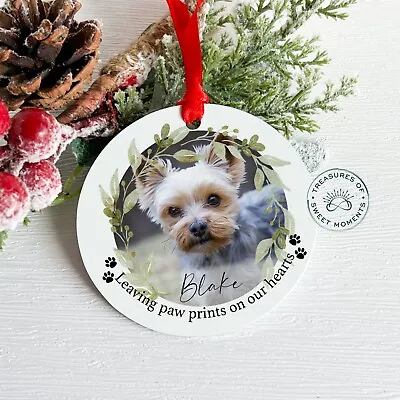 £7.49 • Buy Personalised Dog Photo Gift, Dog Loss Cat Keepsake Plaque Christmas Bauble