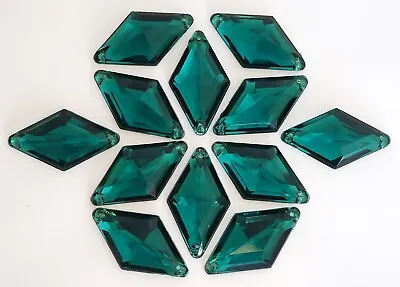 12 Teal Green Diamond 17x30mm Faceted Acrylic Rhinestones/gems/jewelssew On • £3.79