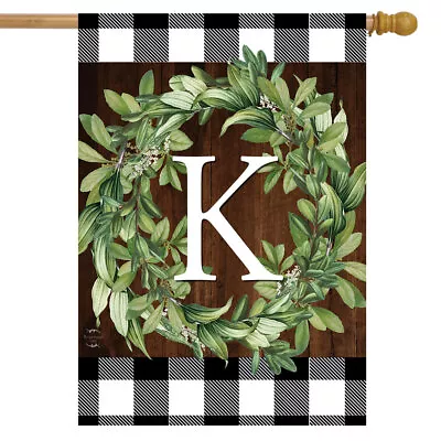 Wreath Monogram K Double-Sided House Flag Everyday 28  X 40  Briarwood Lane • $18.99