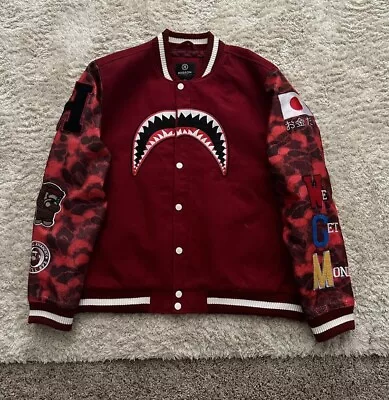 Hudson Outerwear We Killed Ape Red Camo Shark Varsity Bomber Jacket Size 3XL • $89.99