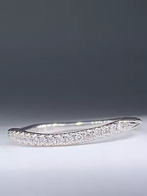$1017 Gabriel & Co 14K White Gold Round Diamond Curved Wedding Band Size 7 • $379