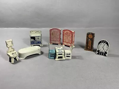 1930's Louis Marx Newlyweds Room Pieces Tin Litho Toy Dollhouse Furniture • $29.95