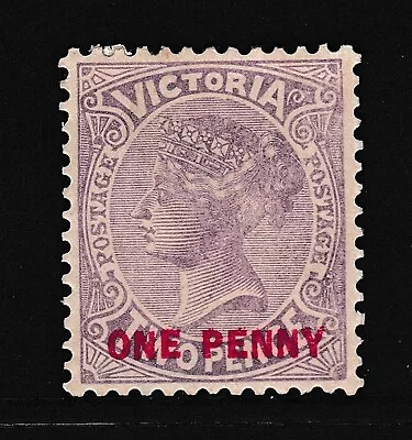 1912 QUEEN VICTORIA 2d SURCHARGED 1d VICTORIA STATE PRE-DECIMAL STAMP MH #M1 • $0.96
