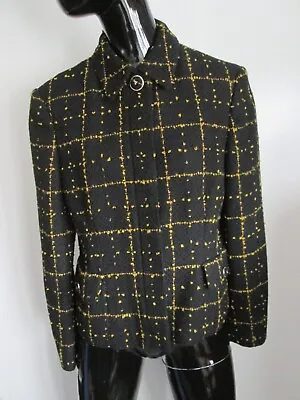 Vintage Versace Classic V2 Size 44 Wool Blend Black Gold Printed Jacket • $174.30