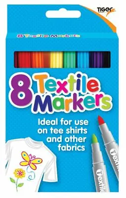8 Textile Markers Coloured Fabric T Shirt Decor Art Craft Design Kids Create Fun • £3.99