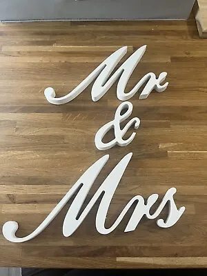 Mr And Mrs Letters Sign Wooden MR & MRS White Wedding Decoration • £5