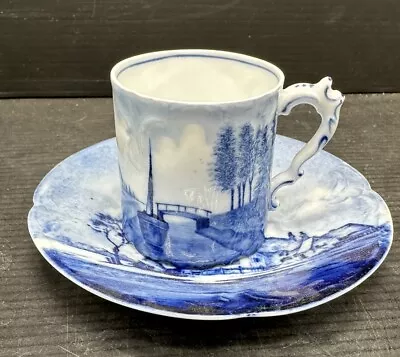 Antique Rosenthal Blue Delft Sanssouci Saucer & Demitasse Cup Saucer 1891-1906 • $24.99