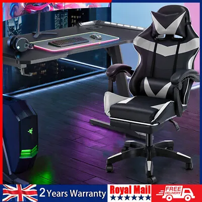 Swivel Gaming Chair Faux Leather Home Office Chair Desk Tilt Chair Tilt Zbimcnxy • £75.99