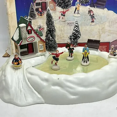 Vtg 1995 Lemax Animated Skating Pond Animated Christmas Village Accessory WORKS • $59