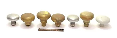 Lot Of 7 Vintage Mid Century Brass Plated White And Silver Door Knobs Hardware • $18.73