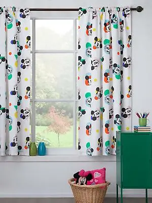 £29.99 • Buy Mickey Mouse Cotton Curtains 65in X 72in Pencil Pleat Kids Retro Disney Bedroom
