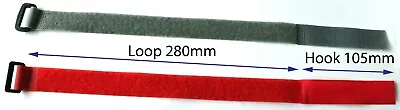 Multi Purpose Straps Hook And Loop Fastener With Plastic Loop - In Red And Grey • £1.99