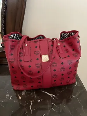 Authentic MCM MEDIUM Reversible Liz Shopper Tote Bag  Red • $320