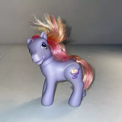 My Little Pony G3 Hasbro 2006 Purple Sundae Ice Cream Rainbow Swirl Sherbet • $3.99