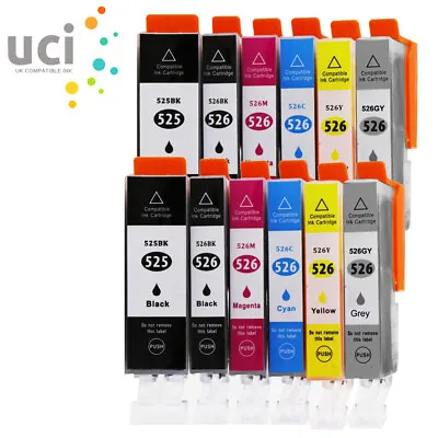 12 UCI Ink Cartridge For Canon PGI525CLI526 MG6150 MG6250 MG8150 MG8170 MG8250 • £13.59