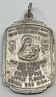 VTG Catholic St. Therese “For God & Country” Little Flower Shrine MI 1.5” Medal • $24.95