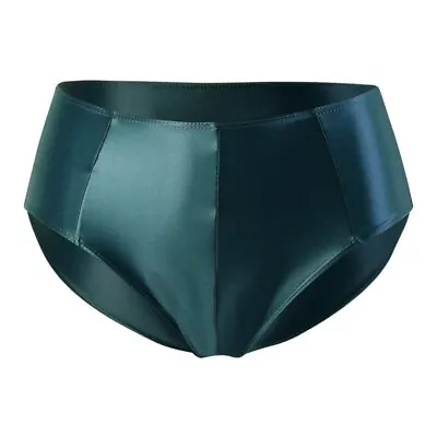 Mens Satin Underwear Oil Slip Hip Lift Shaping Green Briefs Glossy Bottoms 3XL • $9.81