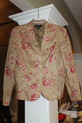 Brooks Brothers Linen Cabbage Rose Beige Blazer Jacket Ladies 10  (bin33) • $15.99