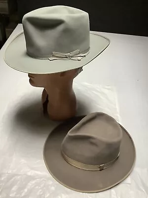 1950’ Mens Felt Fedoras Lot Of 2 Hats .Stetson Size 6 7/8 And Champ Size 7 1/2 • $32
