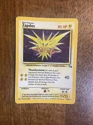 Pokémon TCG Zapdos Fossil 15 Holo Unlimited Holo Rare • $12