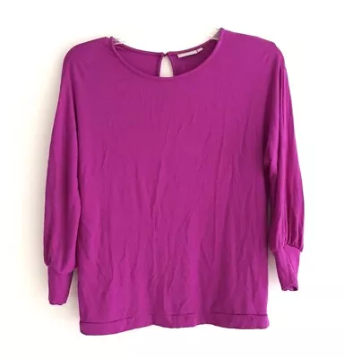 Ellie Kai Bishop 3/4 Sleeves Top Womens Size 0 Purple Keyhole Stretch • $28.41