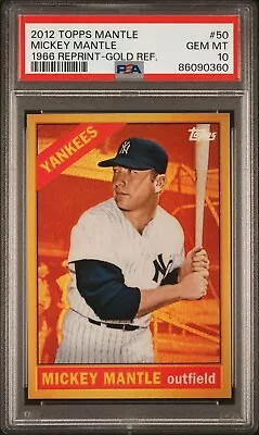 2012 Topps  '66 Reprint  Gold Refractor  Mickey Mantle  PSA 10  New York Yankees • $80