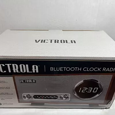 NIB Victrola Bluetooth Clock And Alarm Radio - Wood Tone Case • $29.95