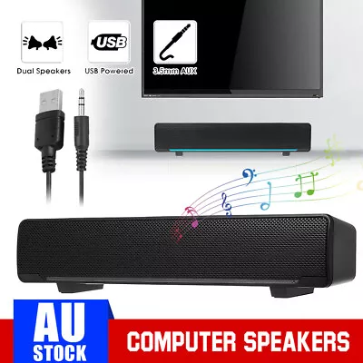 Wired PC Speakers LED Computer Stereo Speaker USB Powered For Desktop PC Laptop • $26.55